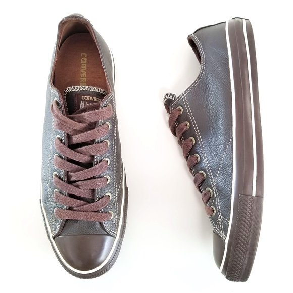 Converse All Star Sneakers Brown Leather Low Tops